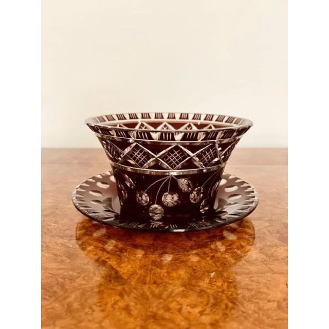 Glass Victorian Glass Bowl and Plate, 1880s, Set of 2 For Sale - Image 7 of 8