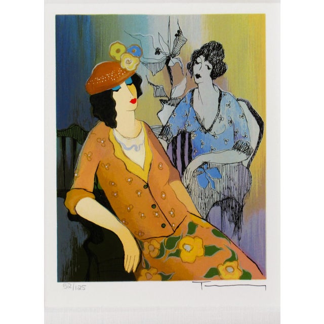 Itzchak Tarkay, Sophia Relaxes at the Cafe, Circa 1990 For Sale - Image 4 of 11