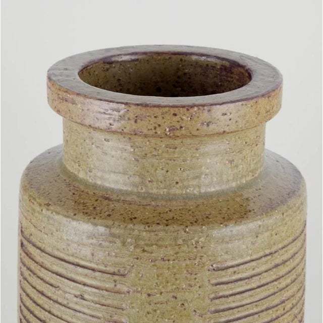 Floor Vase with Green and Brown Glaze by Per Linnemann-Schmidt for Palshus For Sale - Image 3 of 10