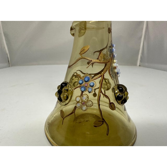 Fritz Heckert Art Glass Bud Vase: Antique Enamel Floral Bohemia For Sale - Image 6 of 10