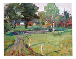 Andrejevs Konstantins, Village, 1975, Oil on Cardboard