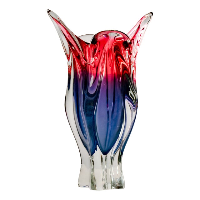 Pink and Purple Murano Glass Tulip Vase For Sale
