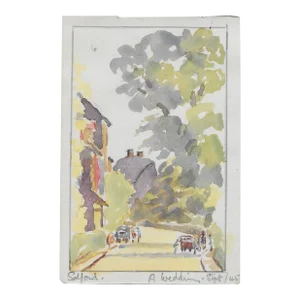 1945 Helen Smith Wedding in Salford England Watercolor