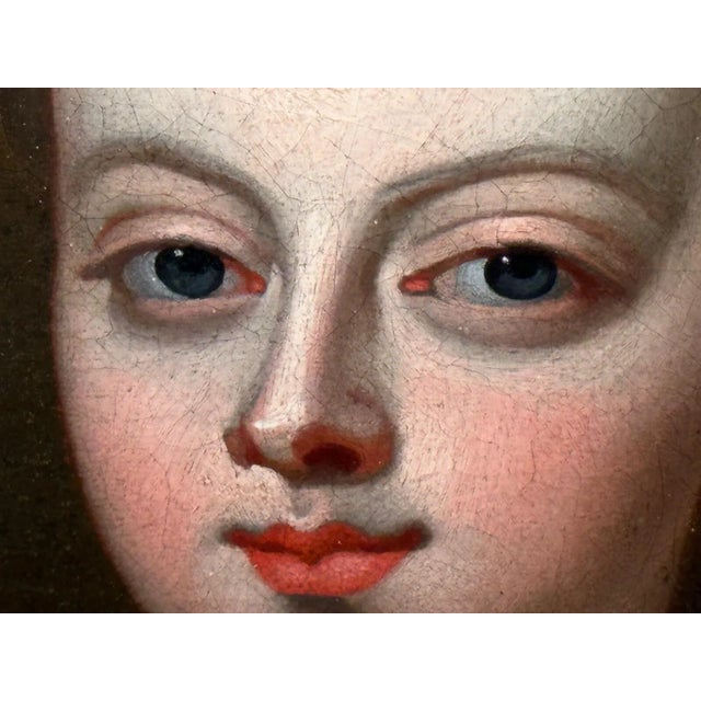 Wood 18th Century Oil Painting British Countess of Guilford Lady Lucy North Née Montagu – Circle of John Vanderbank For Sale - Image 7 of 17