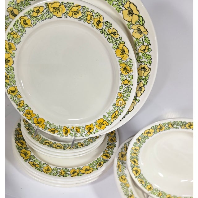 Art Nouveau Buttercup Stoneware- Set of Ten For Sale - Image 4 of 15