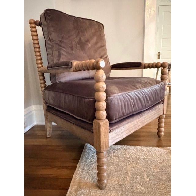 2020s Velvet Spindle Arm Chair For Sale - Image 5 of 6