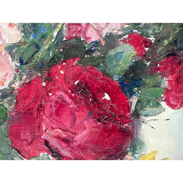 Wladimir Bitschkowsky, Colorful Floral Still Life with Roses, 1920s, Oil Painting on Canvas, Framed For Sale - Image 4 of 15