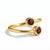 Contemporary Natural Garnet Bypass Ring • Two Stone Red Gemstone Ring • Adjustable Wrap Ring Us 7 For Sale - Image 3 of 3