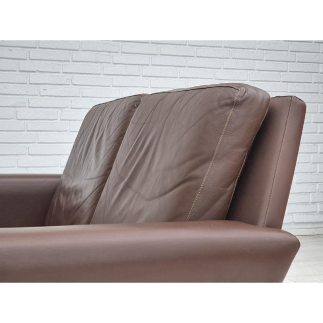 Danish 2-Seater Sofa in Brown Leather, 1970s For Sale - Image 14 of 17