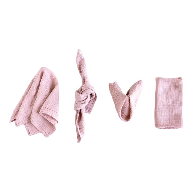 Organic Cotton Napkins - Rosewater, Set of 4 For Sale