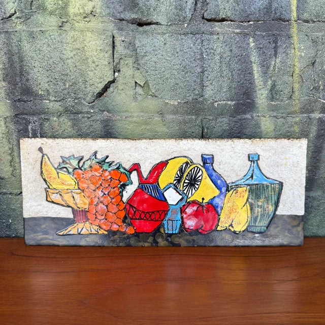 Abstract Unsigned Glazed Ceramic Still Life Wall Hanging Art For Sale - Image 3 of 12