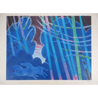 Albert Zavaro, Les chevaux dans la tempête, Lithograph For Sale