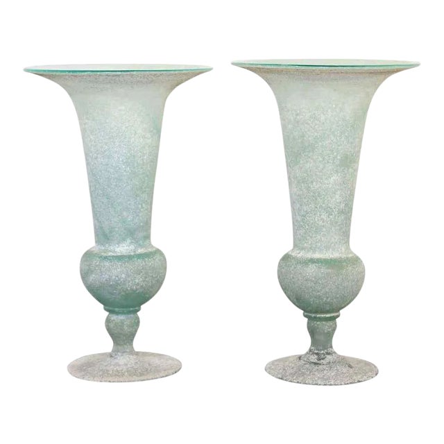 Mid Century Modern Seguso Vetri D'Arte Glass Vases Vessels Italy Signed - A Pair For Sale