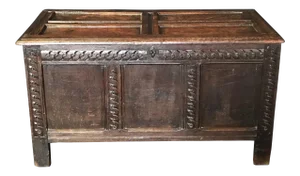 Antique 18th Century Paneled and Carved Scottish Coffer Chest
