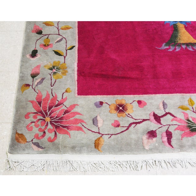 Art Deco Antique Chinese Art Deco Hand Knotted Wool Rug, 8'8x11'9 For Sale - Image 3 of 5