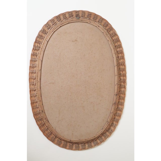 1960s Mid-Century Modern Oval Wall Mirror in Hand-Woven Willow, 1960s For Sale - Image 5 of 10