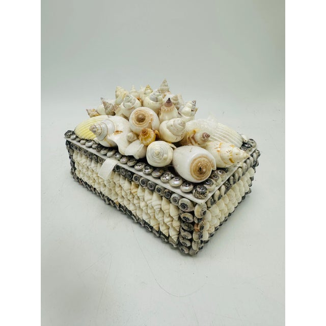 This is a vintage shell trinket box, a decorative piece often collected as a seaside souvenir or keepsake. Form &...