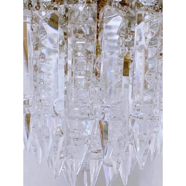 Metal Mid 20th Century Italian Brass Upside Down Layered Cake Chandelier For Sale - Image 7 of 10