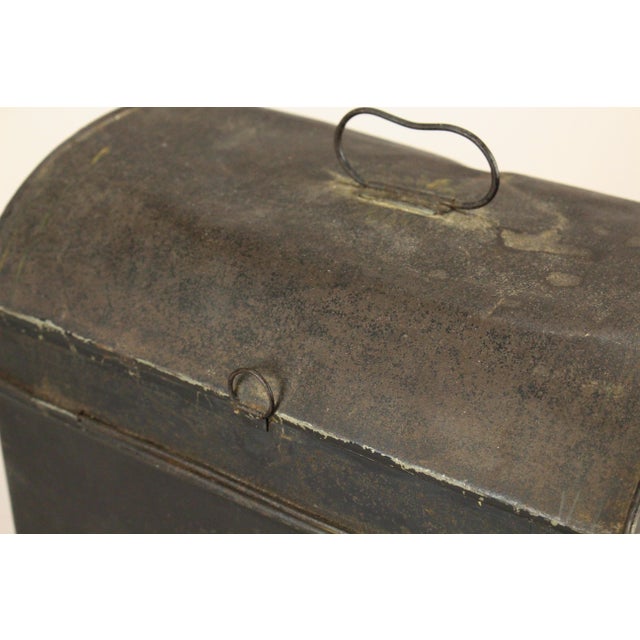1850's Tin Toleware Chest Box W Latch, Hand Painted, Pennsylvania Folk Art For Sale - Image 13 of 15