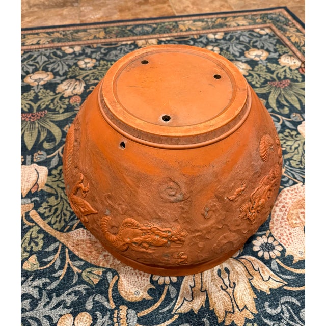 Large Dragon Round Terracotta Pot Garden Planter For Sale - Image 10 of 12