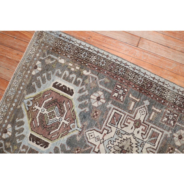 Early 20th Century Early 20th Century Zabihi Collection Charcoal Persian Heriz Scatter Rug - 2'9" x 4'4" For Sale - Image 5 of 9