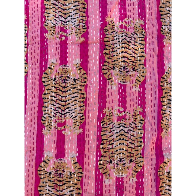 Tibetan Tiger Pink Stripe Cotton Kantha Quilt Chairish