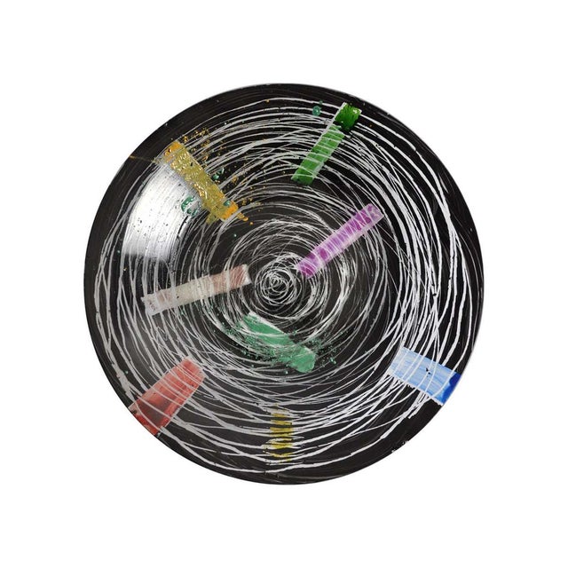 Black Vintage Hand Painted Plate by Peter Stuhr, Denmark, 2000s For Sale - Image 8 of 8