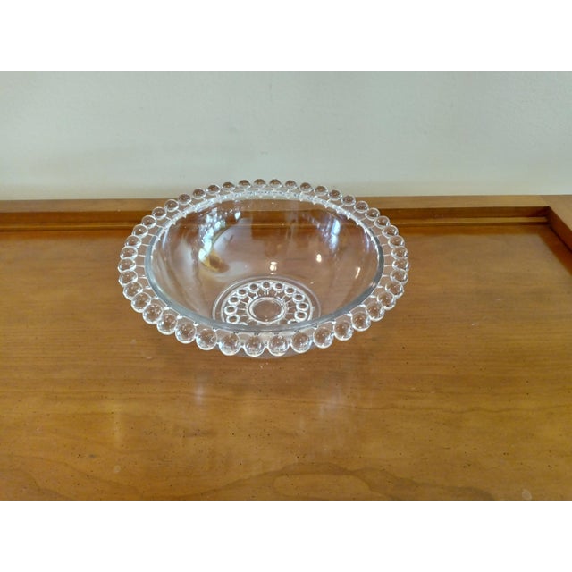 Mid-Century Modern Vintage Candlewick Style Clear Glass Bowl With Beaded Edge and Bottom For Sale - Image 3 of 4