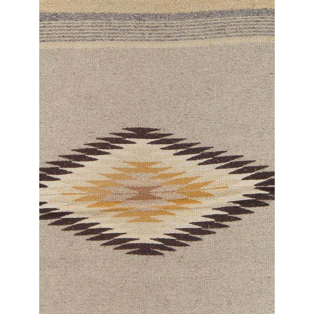 Vintage Mexican Handwoven Rug Blanket C 1940 Diamond Motif Wool Textile, 2'x3'6" For Sale - Image 10 of 17