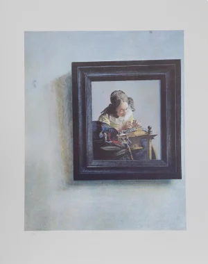 George Deem, Vermeer's Lacemaker, Lithograph
