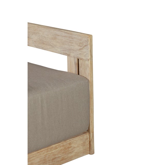 Wood Paradiso Outdoor Teak Natural Look Revolving Chair - Gray Fabric For Sale - Image 7 of 12