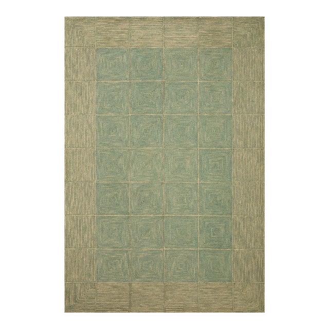 Chris Loves Julia x LoloiFrancis Green / Natural 2'-0" x 5'-0" Accent Rug For Sale