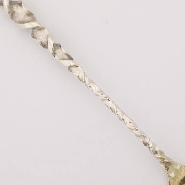Late 19th Century Arts & Crafts Sterling Silver & Gold Washed Twist Fork by Whiting Manufacturing For Sale - Image 5 of 10