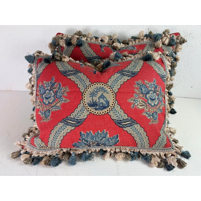 2020s Vintage Brunschwig & Fils French Country Cotton Print Pillows/Pair For Sale - Image 5 of 10