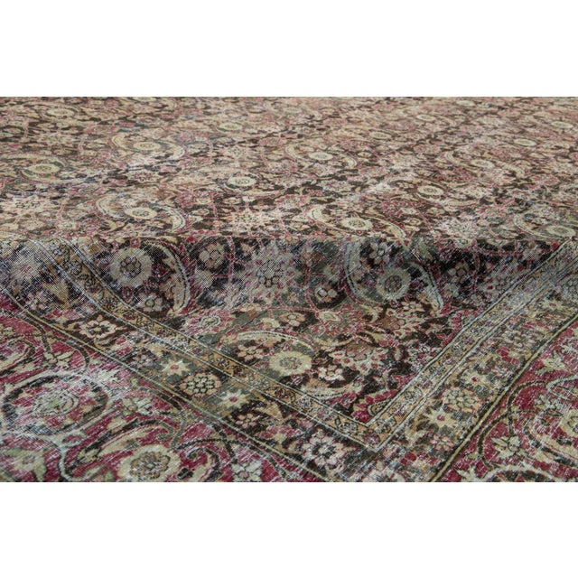 Allover Antique Persian Malayer Designed Wool Rug in Brown For Sale - Image 4 of 11