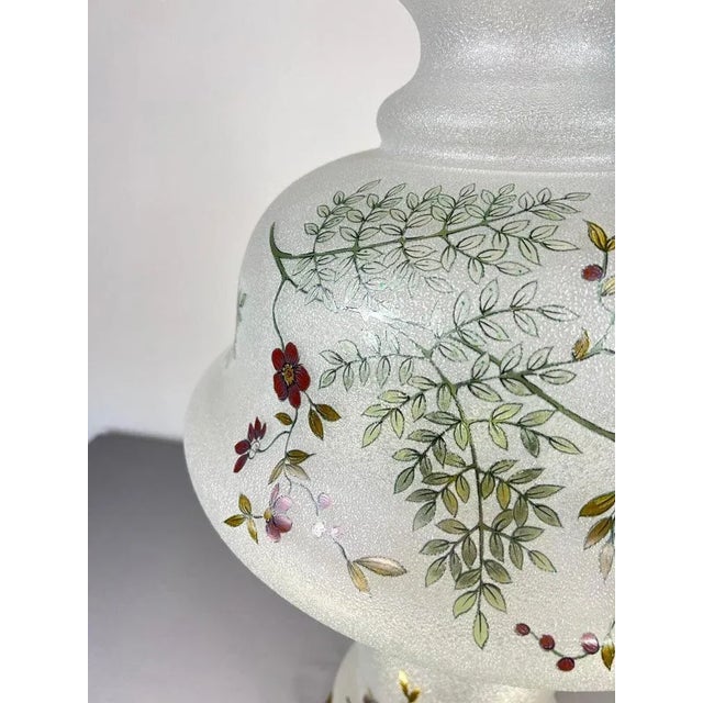 Purple Vintage Spring Milk Glass Floral Table Lamp For Sale - Image 8 of 15