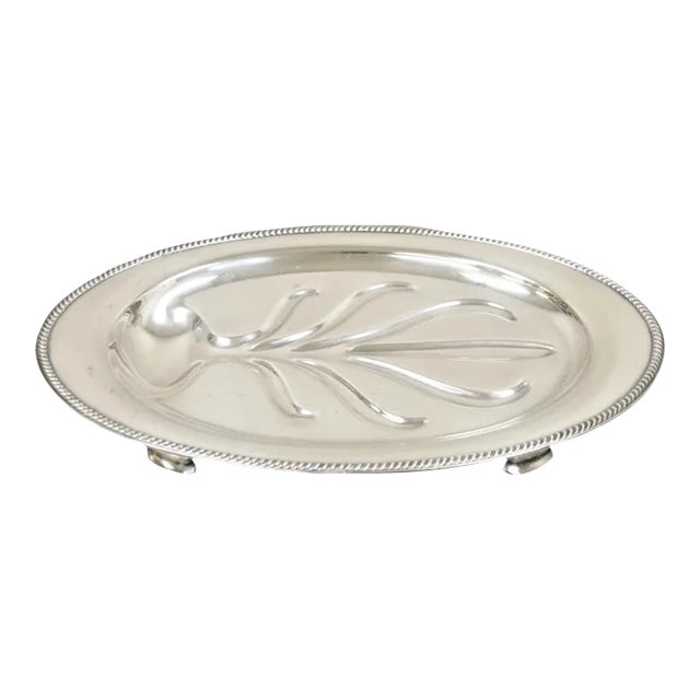 Vintage Community Plate English Regency Silver Plated Oval Meat Cutlery Serving Platter For Sale