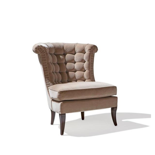 Wood Ebanista Harlow Tufted Lounge Chair - Legs in Dark Walnut Finish For Sale - Image 7 of 7