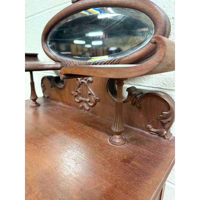 Antique Victorian Rococo Revival Mahogany Music Cabinet For Sale - Image 10 of 11