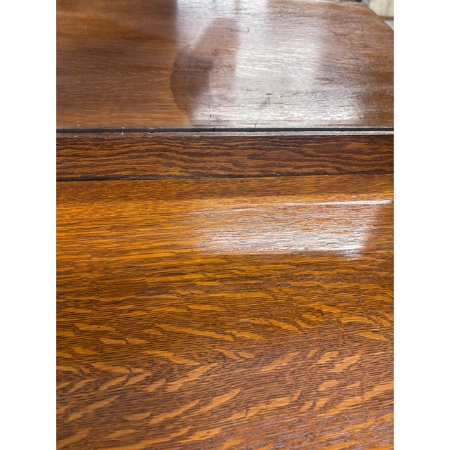 American Antique Stout Furniture Co Tiger Oak Server Sideboard Buffet With Mirror For Sale - Image 3 of 13