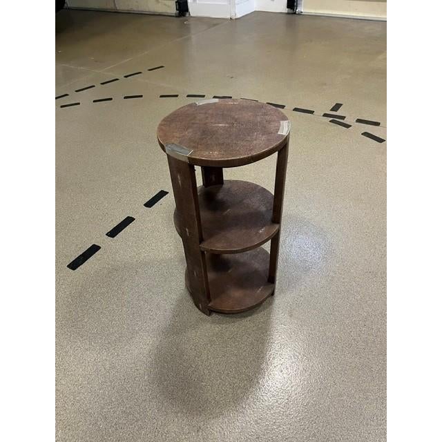 Faux Shagreen Side Table – Modern Accent Table With Textured Finish & Round Tiered Design For Sale - Image 4 of 4