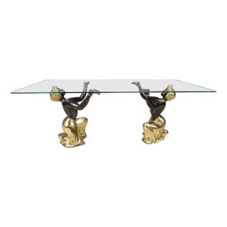 Sculptural Figurine Coffee Table with Glass, 1970s For Sale