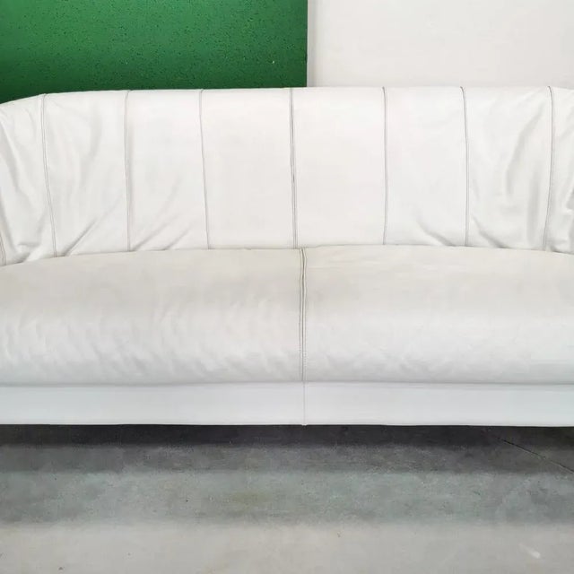 Shell Sofa in White Leather from Marac, 1980s For Sale - Image 4 of 13