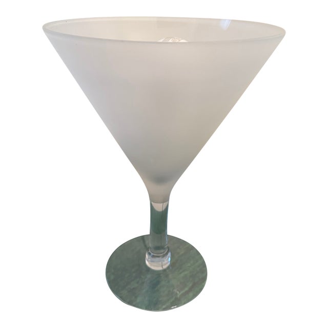 Vintage 1990s Pop Art Inspired Frosted Martini Glass Accent Lamp | Cocktail Glass Table Lamp. Manner of David Krys For Sale