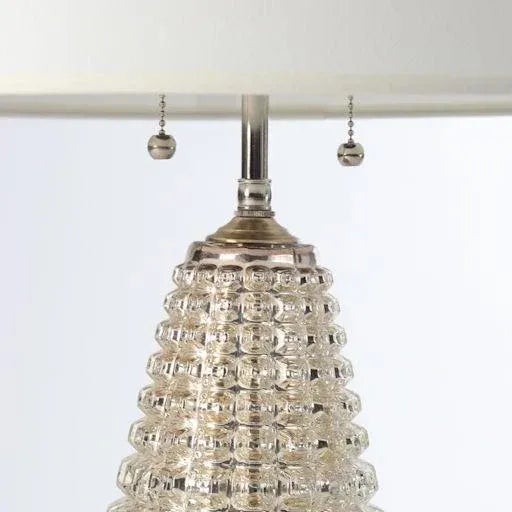 1970s Faux Crocodile Texture Mercury Glass Table Lamps - A Pair For Sale - Image 5 of 7