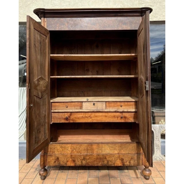 Louis-Philippe Burgundian Wardrobe in Walnut For Sale - Image 3 of 8