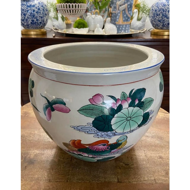 Green Vintage Mid to Late 20th Century Brightly-Colored Lily Pad Koi Fish Bowl For Sale - Image 8 of 8