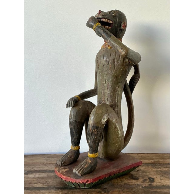 Wood Vintage Monumental Hand Carved Monkey For Sale - Image 7 of 12