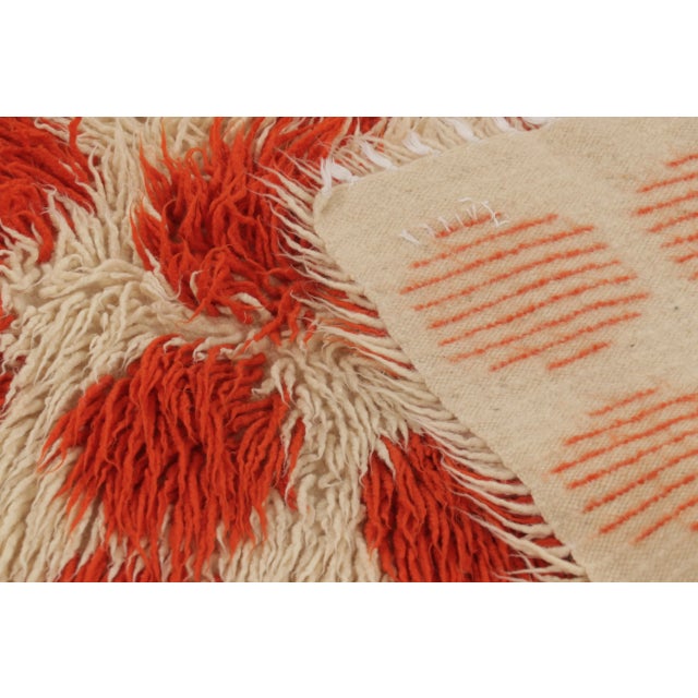 Vintage Turkish Tulu Shag Runner in Ivory and Orange - Rug & Kilim For Sale - Image 10 of 10