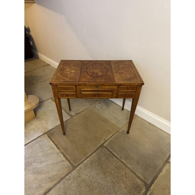 Victorian French Ladies Marquetry Inlaid Kingwood Dressing Table, 1860s For Sale - Image 3 of 9